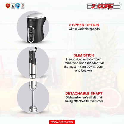 5Core 400W Immersion Hand Blender Multifunctional Electric 8 speed 2