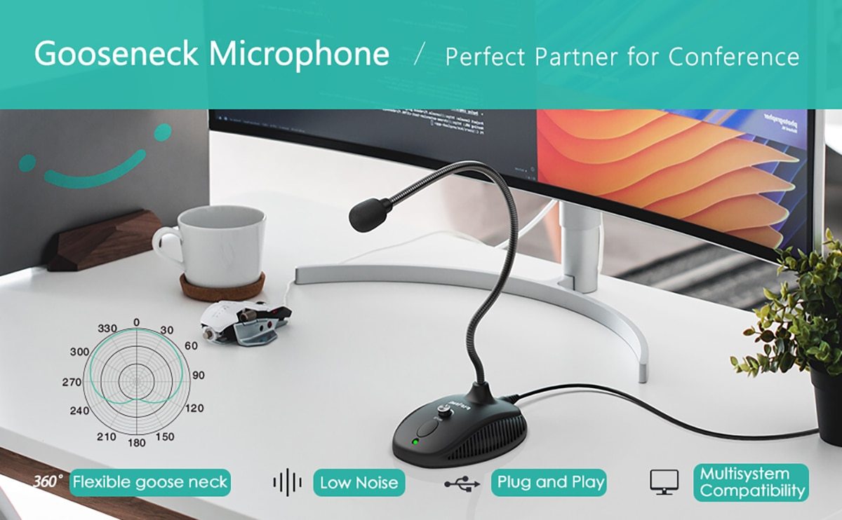 USB Microphone Plug&Play Desktop Condenser PC Laptop,Mute